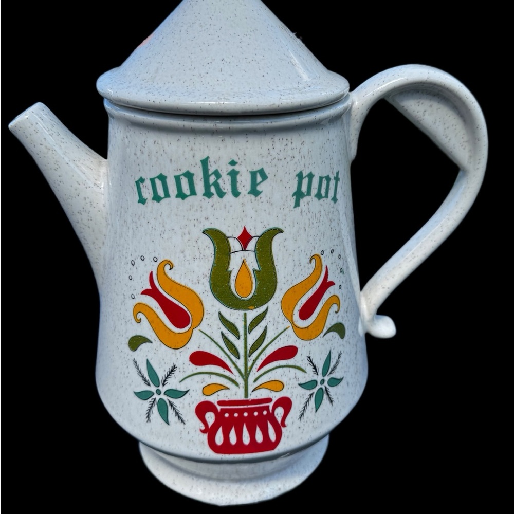 McCoy White Cookie Pot with Floral Design